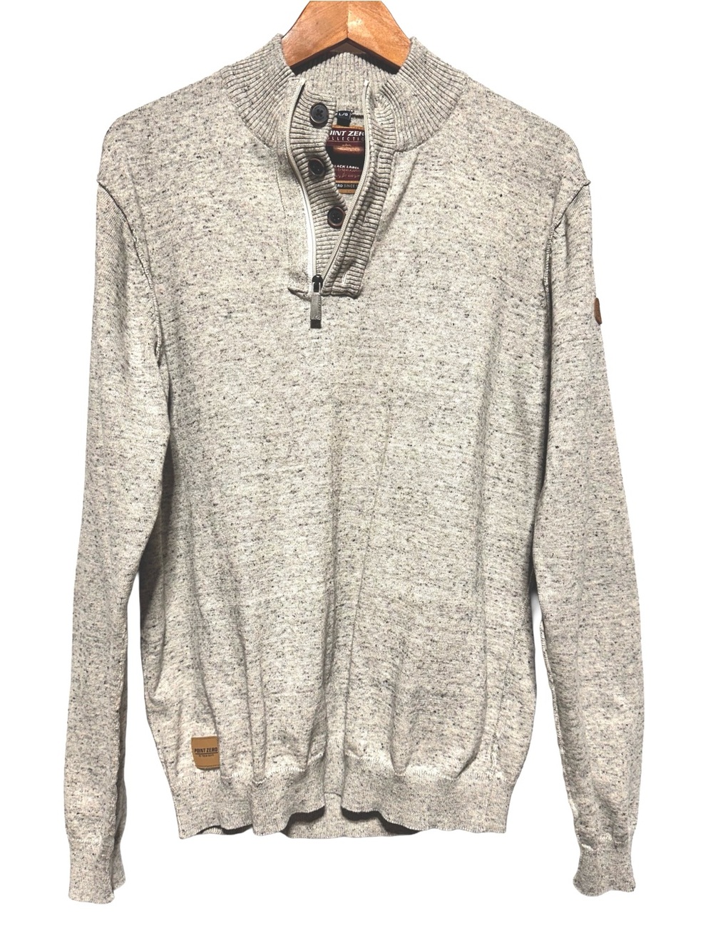 POINT ZERO Quarter Zip Cotton Knit Sweater Grandpa Coastal Cabin L